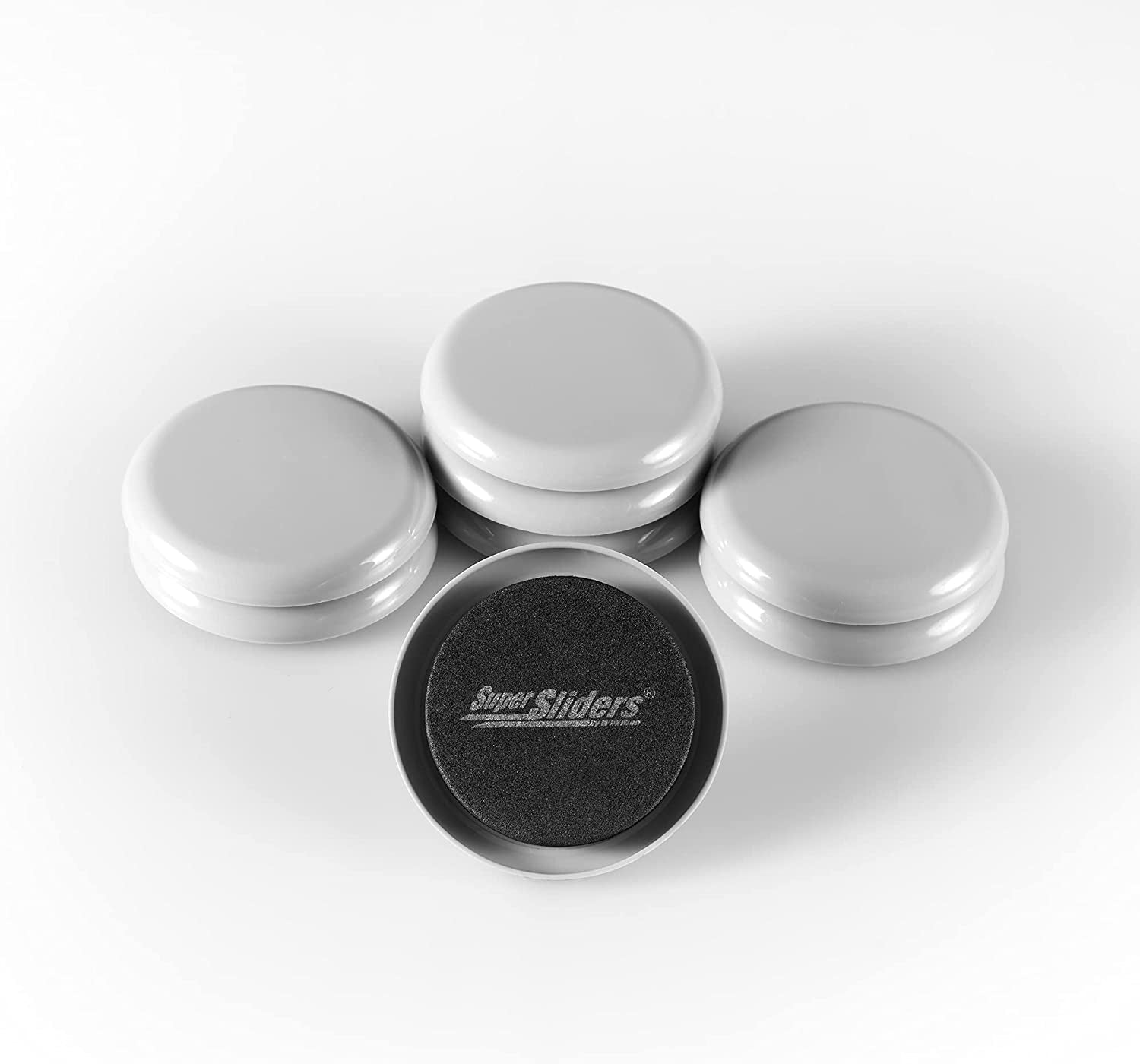 2 1/2" round Reusable Furniture Sliders- Easily Move Small to Medium Sized Items across Carpet 8 Pack Gray
