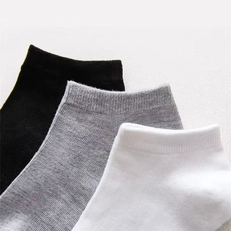 10 Pairs Men'S Polyester Boat Socks New Style Black White Grey Business Men Stockings Soft Breathable Summer for Male