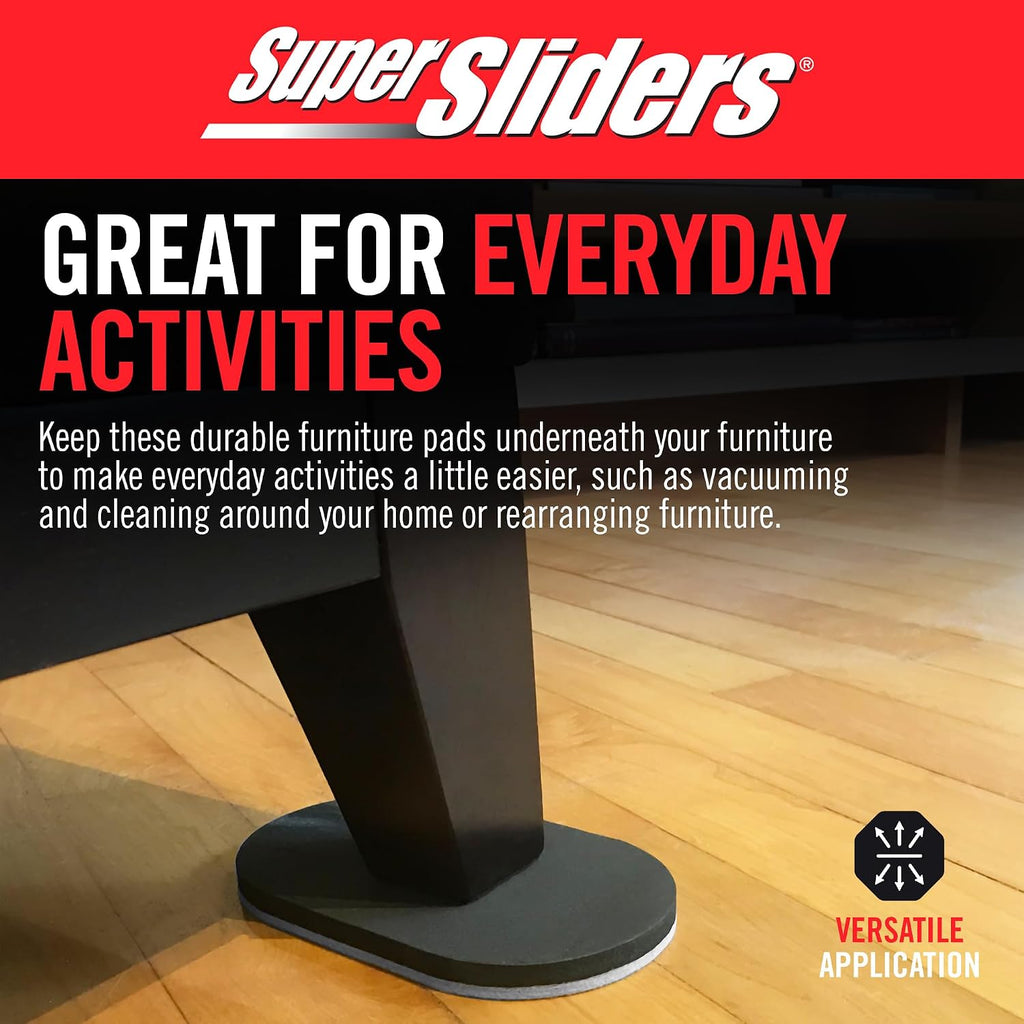 5-3/4" X 9-1/2" XL Oval Reusable Felt Furniture Sliders for Hard Surfaces, Anti-Slip Protective Furniture Moving Pads for Beds, Sofas, Dressers, Set of 4, Gray