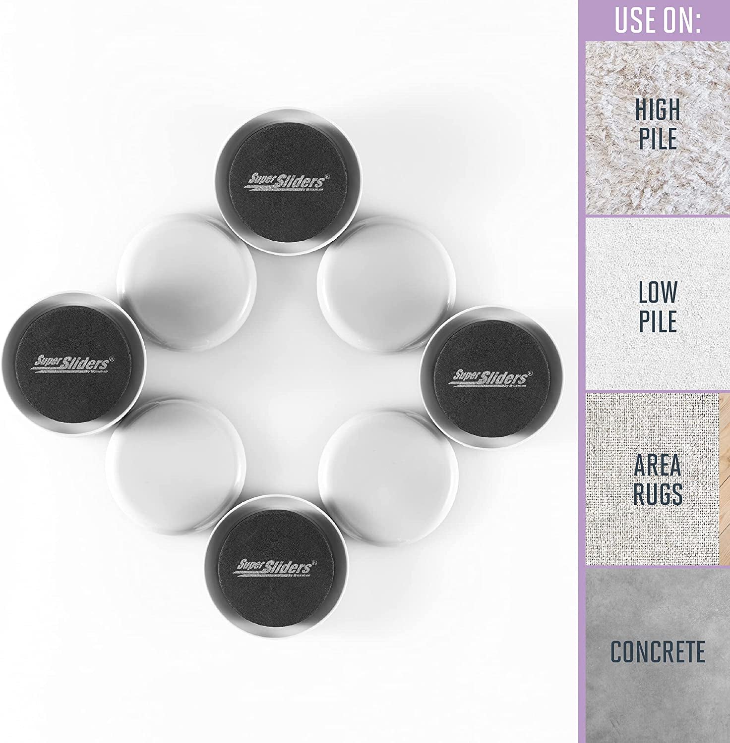 2 1/2" round Reusable Furniture Sliders- Easily Move Small to Medium Sized Items across Carpet 8 Pack Gray