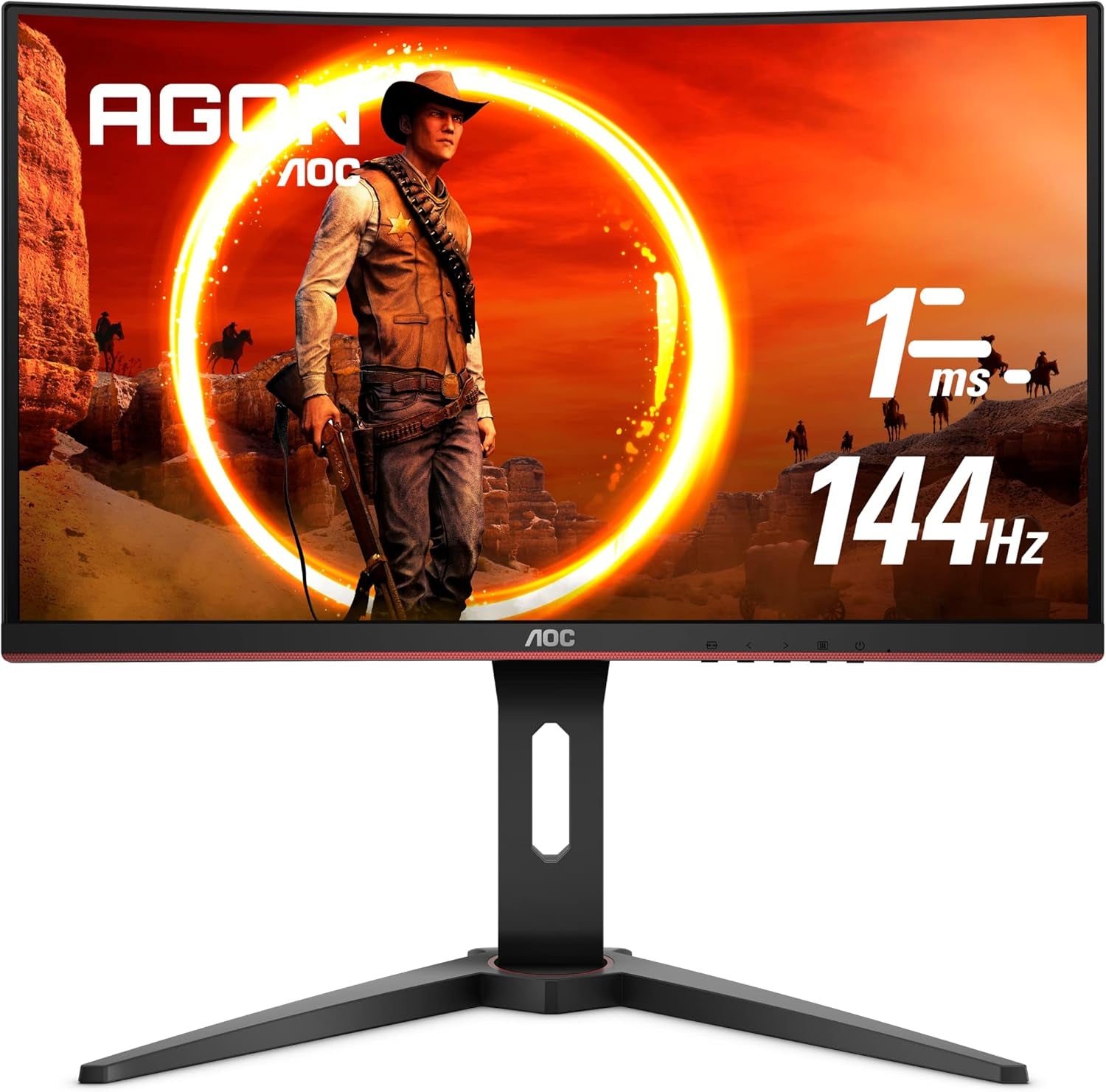 C24G1 24" Curved Frameless Gaming Monitor, FHD 1080P, 1500R VA Panel, 1Ms 144Hz, Freesync, Height Adjustable, VESA, 3-Year Zero Dead Pixels Black