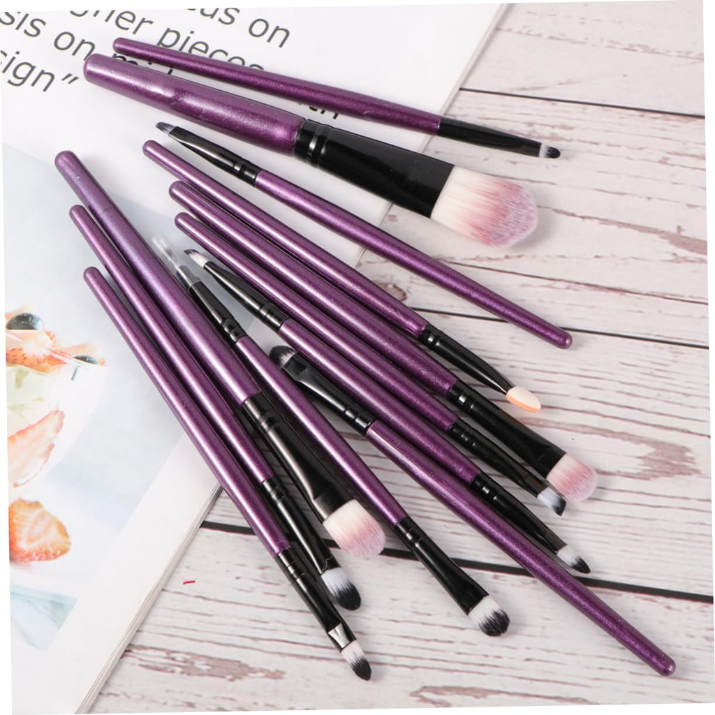 12Pcs Makeup Brush Wooden Handle Angled Blush Brush and Case Professional Cosmetics Kit for Women