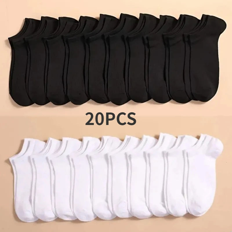 10 Pairs Unisex Casual Plain Color Boat Socks Thin Breathable Comfy anti Odor Sweat-Absorbing Low Cut Ankle Socks for Men Women