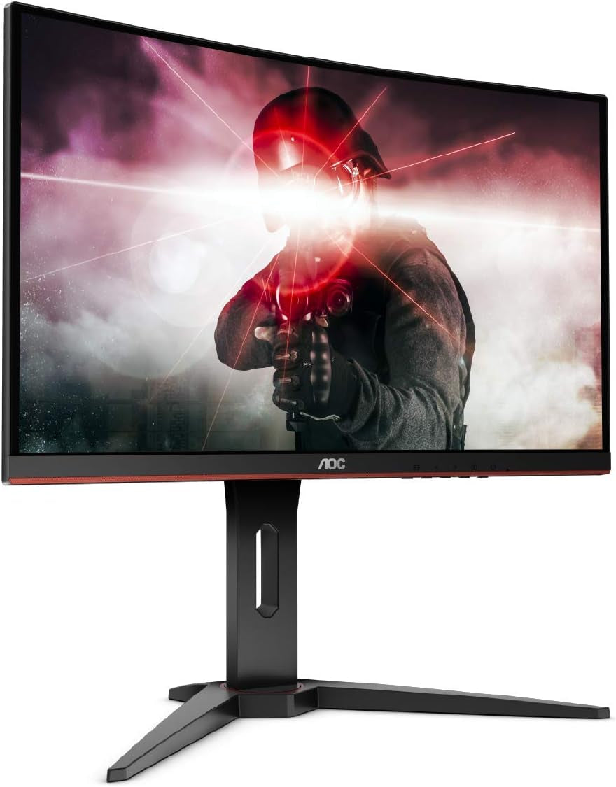 C24G1 24" Curved Frameless Gaming Monitor, FHD 1080P, 1500R VA Panel, 1Ms 144Hz, Freesync, Height Adjustable, VESA, 3-Year Zero Dead Pixels Black