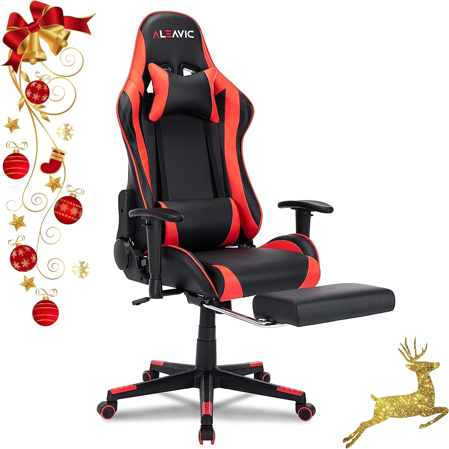 Gaming Chair，Gaming Chair with Footrest High Back Ergonomic Gaming Chair Adjustable，Racing Style PU Leather Gamer Chair，Computer Gaming Chair with Headrest and Lumbar Support