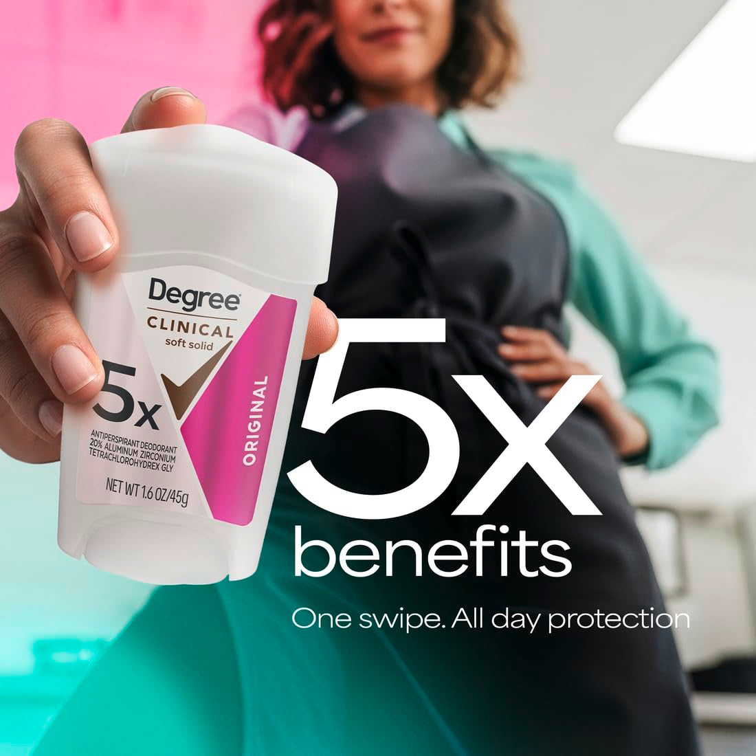 Degree Clinical Strength Antiperspirant Deodorant Original Soft Solid 96-Hour Sweat and Odor Protection 5X Types of Sweat 1.6 Oz