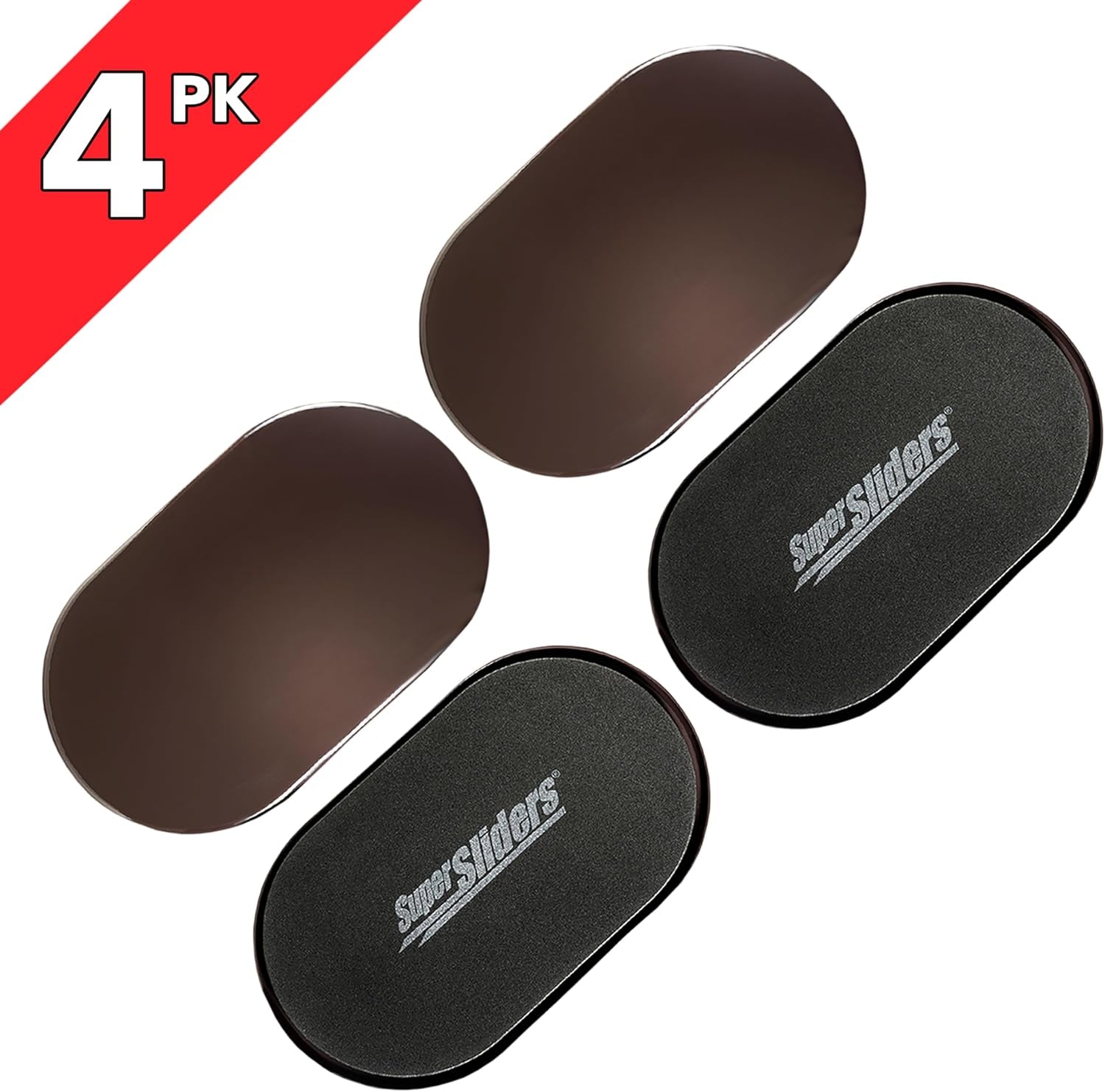 5-3/4" X 9-1/2" XL Oval Reusable Furniture Sliders for Carpet, Anti-Slip Protective Furniture Moving Pads for Beds, Sofas, Dressers, Set of 4, Brown
