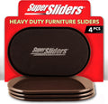 5-3/4" X 9-1/2" XL Oval Reusable Furniture Sliders for Carpet, Anti-Slip Protective Furniture Moving Pads for Beds, Sofas, Dressers, Set of 4, Brown