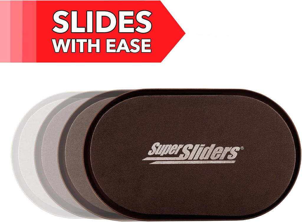 5-3/4" X 9-1/2" XL Oval Reusable Furniture Sliders for Carpet, Anti-Slip Protective Furniture Moving Pads for Beds, Sofas, Dressers, Set of 4, Brown