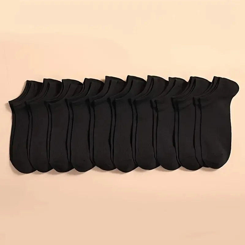 10 Pairs Unisex Casual Plain Color Boat Socks Thin Breathable Comfy anti Odor Sweat-Absorbing Low Cut Ankle Socks for Men Women