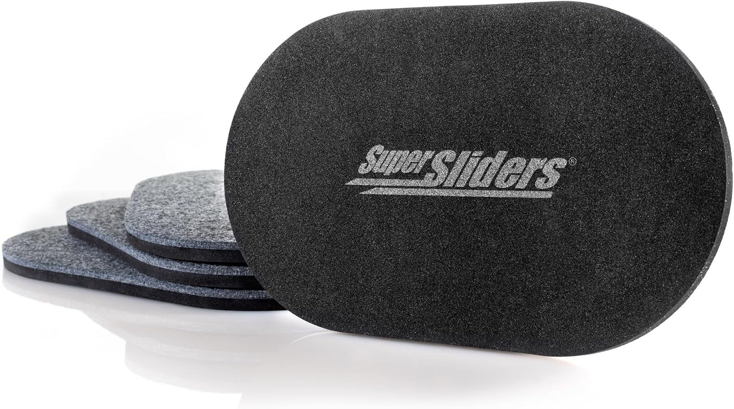 5-3/4" X 9-1/2" XL Oval Reusable Felt Furniture Sliders for Hard Surfaces, Anti-Slip Protective Furniture Moving Pads for Beds, Sofas, Dressers, Set of 4, Gray