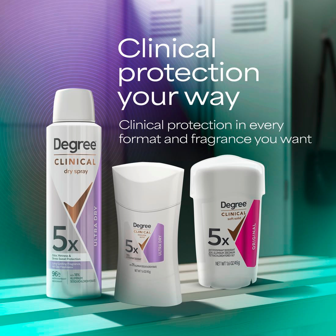 Degree Clinical Strength Antiperspirant Deodorant Original Soft Solid 96-Hour Sweat and Odor Protection 5X Types of Sweat 1.6 Oz