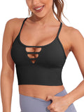 Longline Sports Bras for Women High Support Strappy Push up Workout Tops Built in Bra Padded Crop Yoga Tank Top