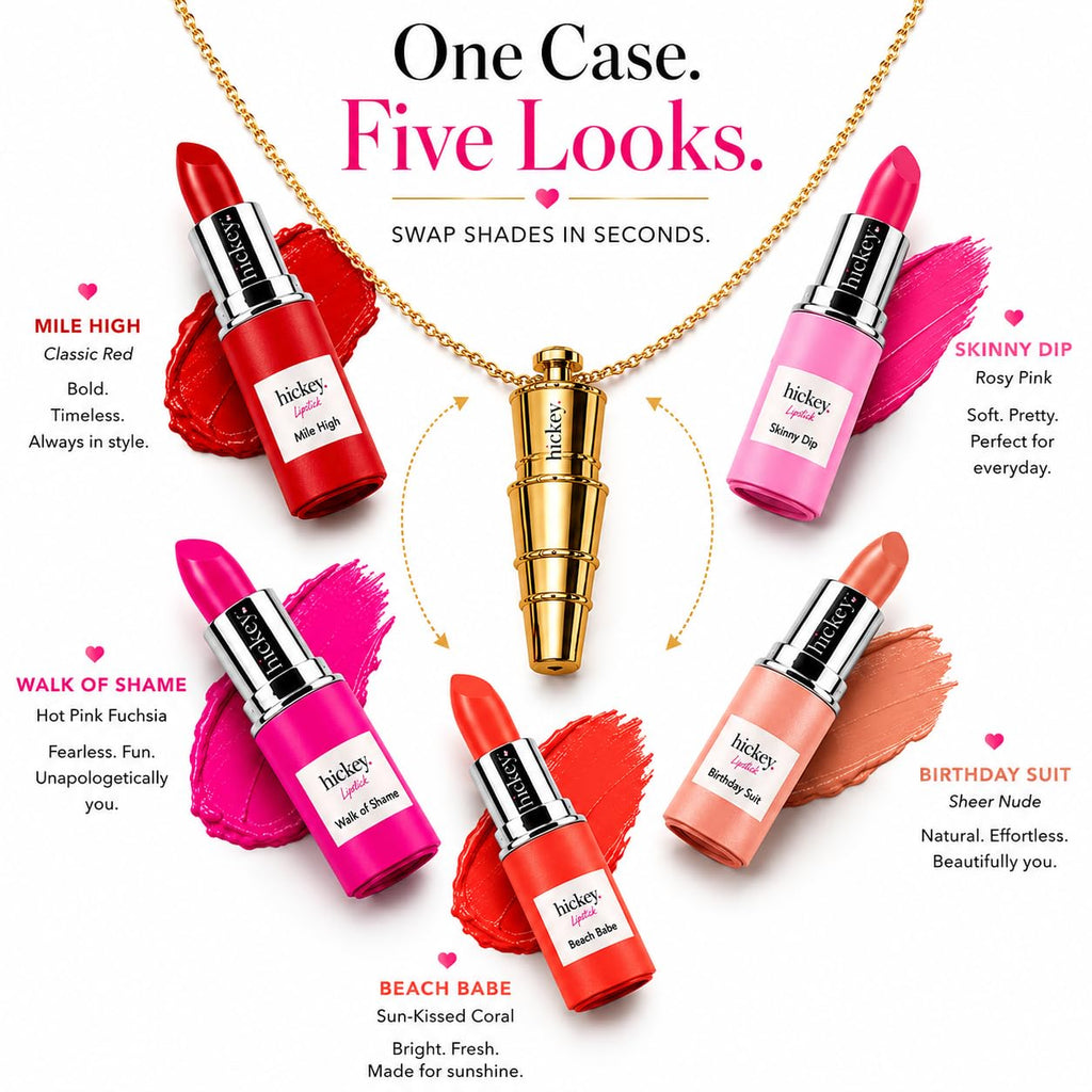 Lipstick Fashion Week Collection, 5 Piece Refill Set (Mile High, Birthday Suit, Walk of Shame, Beach Babe, Skinny Dip), Long Lasting Hydrating Lipstick for Women, Vegan & Gluten-Free