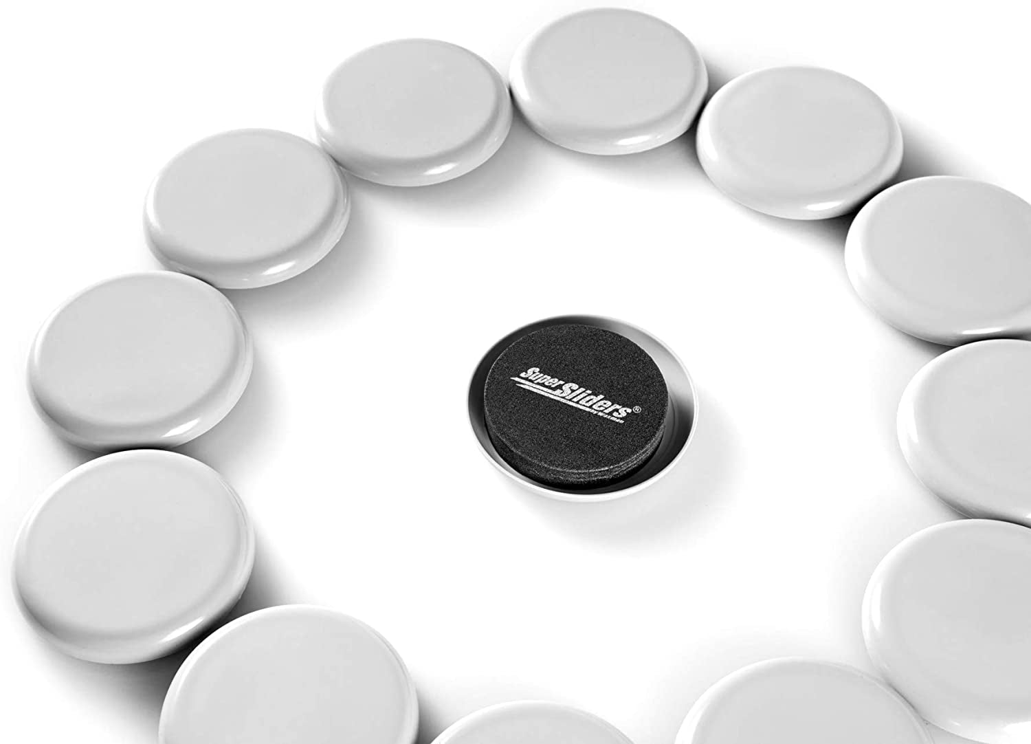 2 1/2" round Reusable Furniture Sliders- Easily Move Small to Medium Sized Items across Carpet 8 Pack Gray