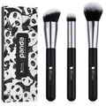 3 Pcs Foundation Contour Blush Conceal Brush Set, 3PCS Angled Synthetic Kabuki Brush for Blending Setting Buffing with Liquid, Cream and Powder Cosmetic(Black)