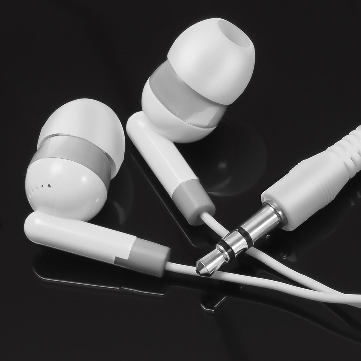 Wholesale Earphones Bulk Earbuds KWA08-G Headphones 100 Pack Ear Buds in Ear Classroom Bundle Packs Headphones Disposable Student Earbuds for Kids School Library (Grey/White)