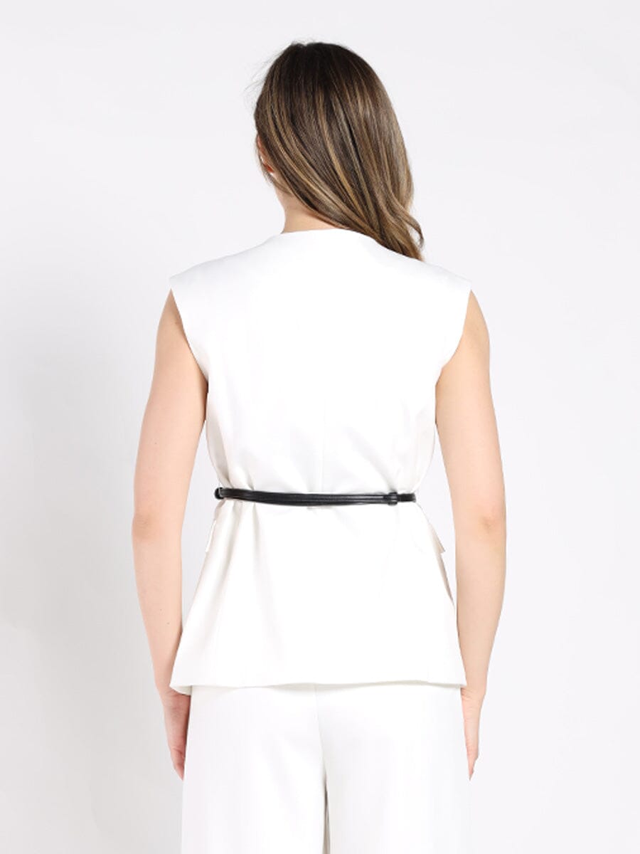 Buckle Belted Long Wrap Vest