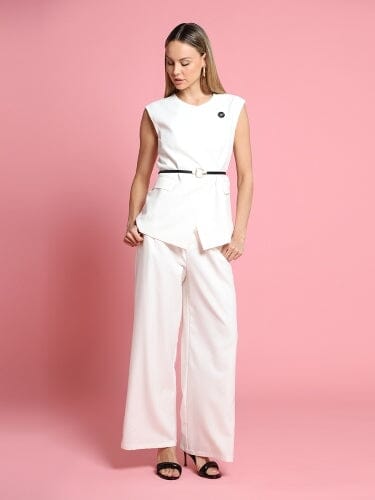 Buckle Belted Long Wrap Vest