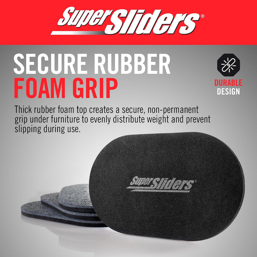 5-3/4" X 9-1/2" XL Oval Reusable Felt Furniture Sliders for Hard Surfaces, Anti-Slip Protective Furniture Moving Pads for Beds, Sofas, Dressers, Set of 4, Gray