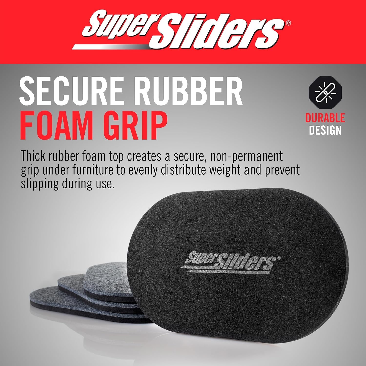 5-3/4" X 9-1/2" XL Oval Reusable Felt Furniture Sliders for Hard Surfaces, Anti-Slip Protective Furniture Moving Pads for Beds, Sofas, Dressers, Set of 4, Gray