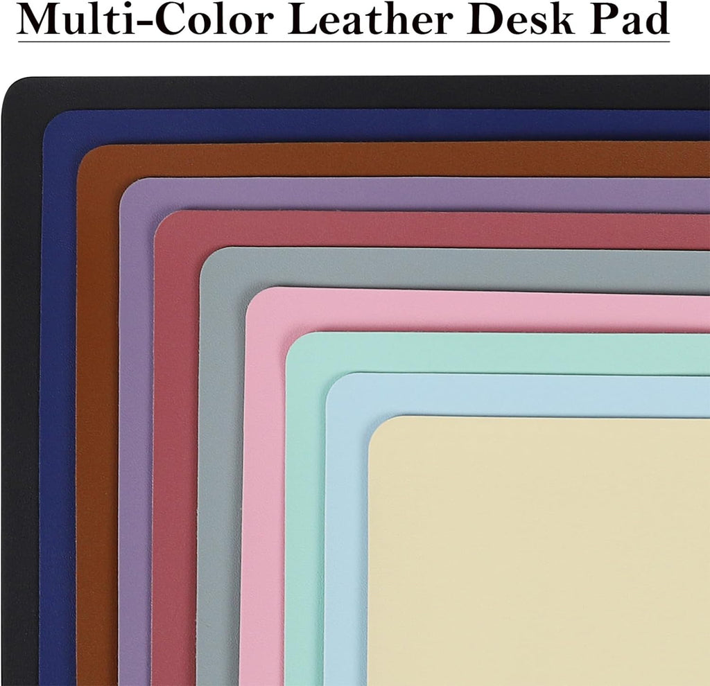 PU Leather Desk Pad with Suede Base, Multi-Color Non-Slip Mouse Pad, 24” X 14” Waterproof Desk Writing Mat, Large Desk Blotter Protector(Gray-Blue)