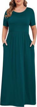 Women’S plus Size Maxi Dresses for Curvy Women Summer Casual Short Sleeve 2026 Long Dress 14W-26W