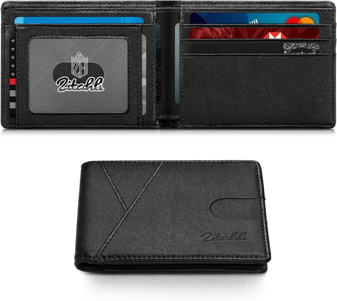 Bifold Wallets for Men - Slim RFID Leather Credit Card Holder for 6-11 Cards, Minimalist Thin Wallet with ID Window & Cash Slot,Front Pockt Carteras Para Hombres, Birthday Gifts for Men | Slim