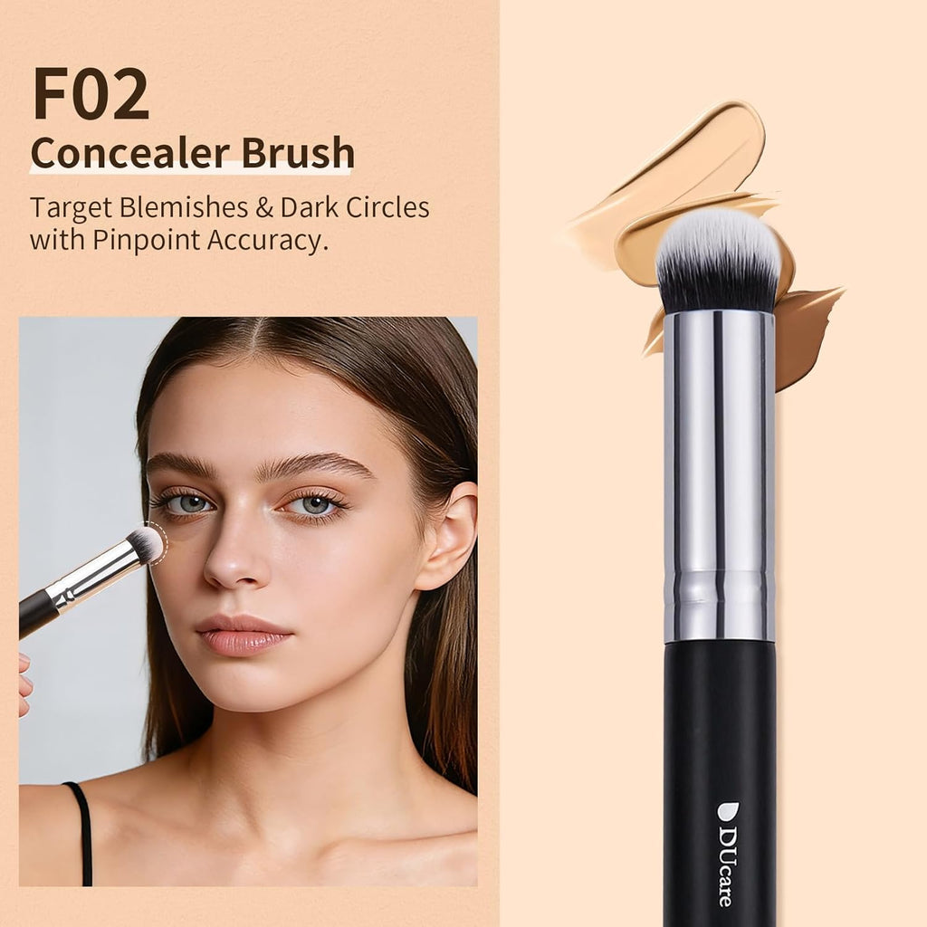 3 Pcs Foundation Contour Blush Conceal Brush Set, 3PCS Angled Synthetic Kabuki Brush for Blending Setting Buffing with Liquid, Cream and Powder Cosmetic(Black)
