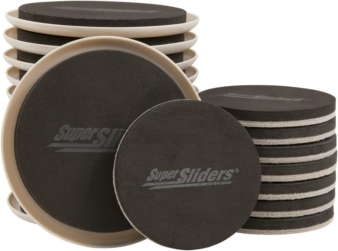 Medium and Large Reusable Felt Furniture Sliders, All in One Kit for Hard Floor Surfaces and Carpet, Beige (20 Pack)