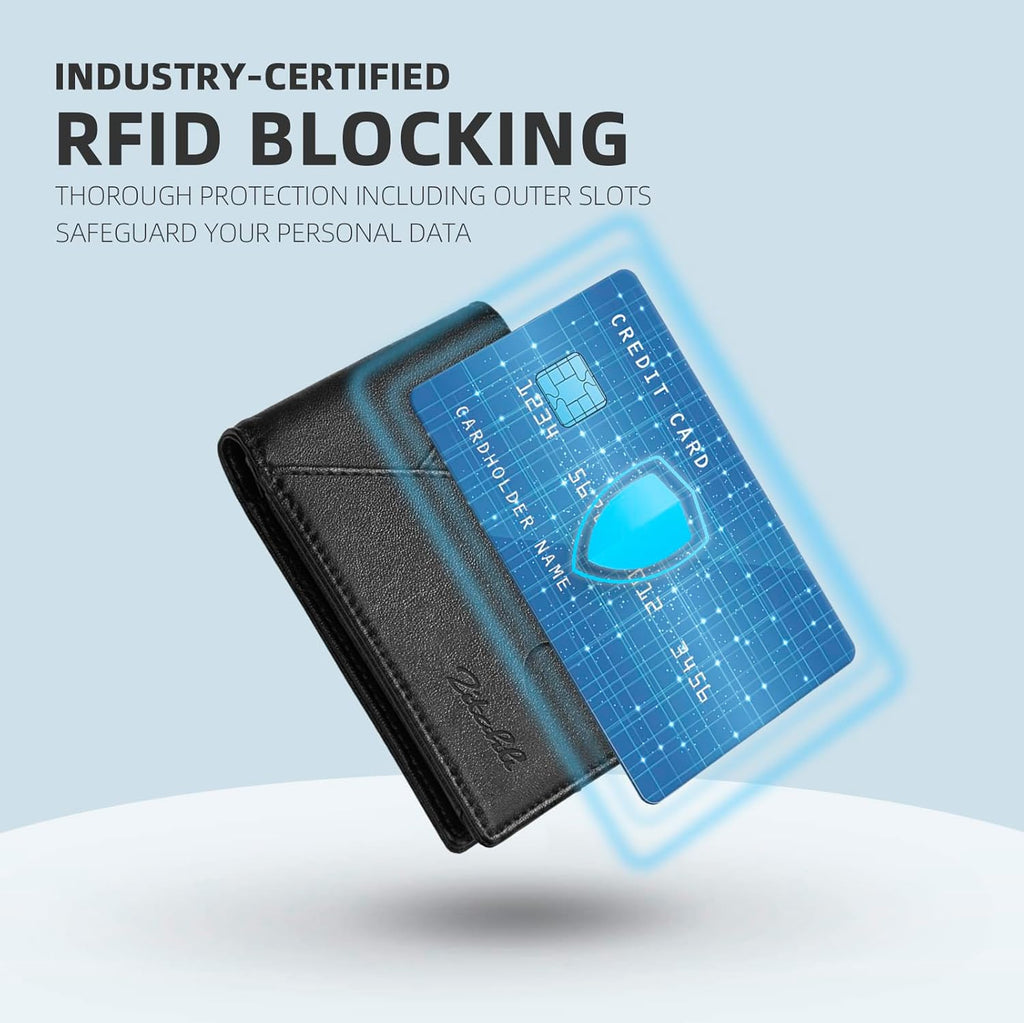 Bifold Wallets for Men - Slim RFID Leather Credit Card Holder for 6-11 Cards, Minimalist Thin Wallet with ID Window & Cash Slot,Front Pockt Carteras Para Hombres, Birthday Gifts for Men | Slim