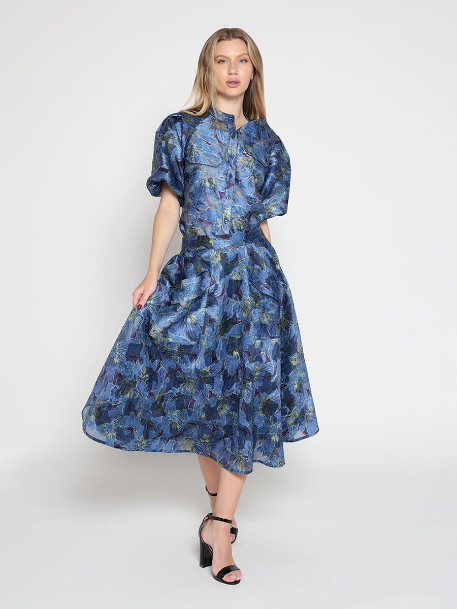 Floral Print Organza Skirt