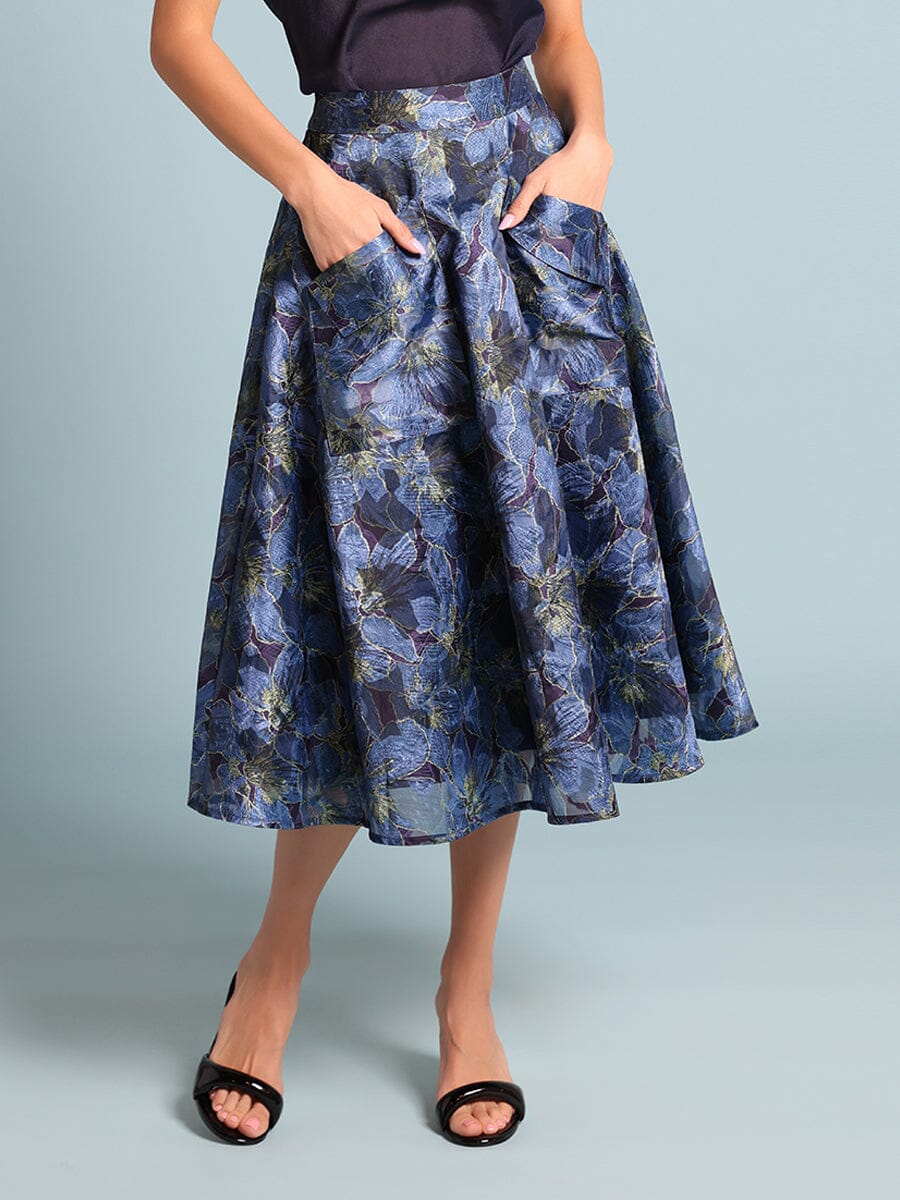 Floral Print Organza Skirt