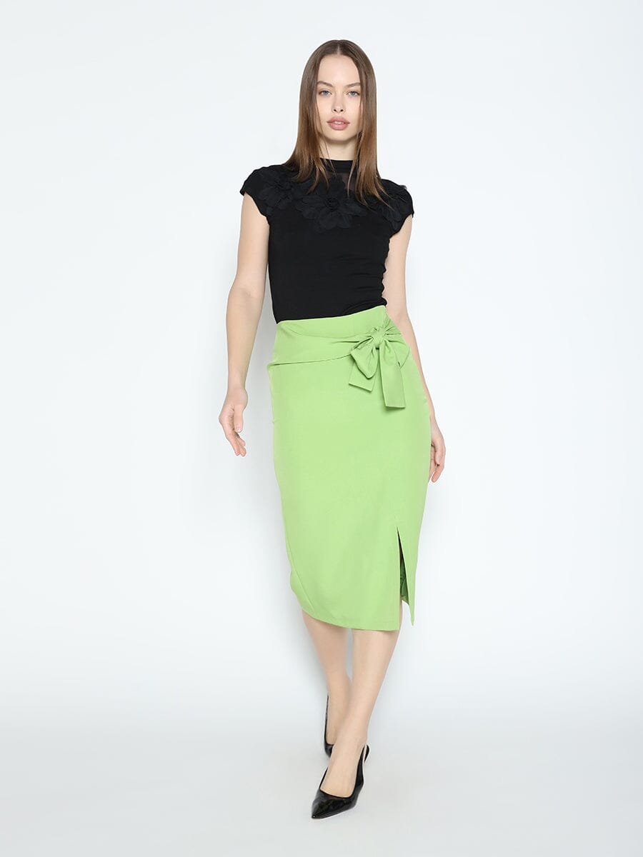 Flower Applique Mock Neck Cap Sleeve Top-1