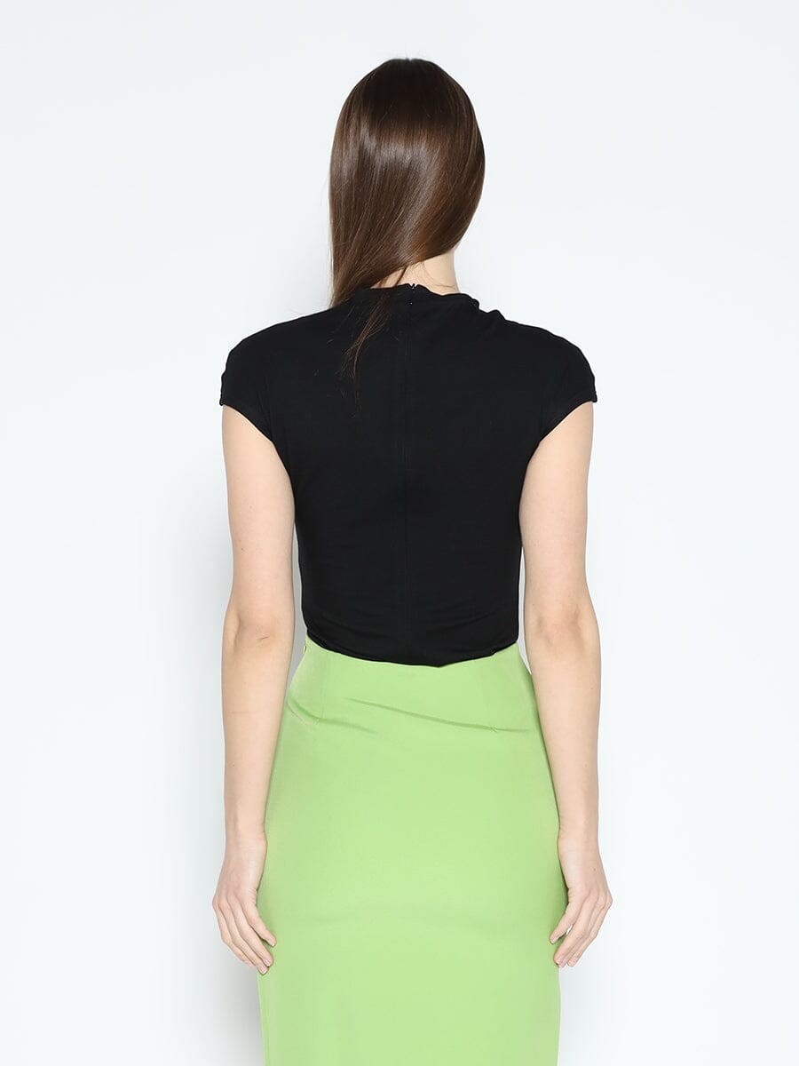 Flower Applique Mock Neck Cap Sleeve Top-3