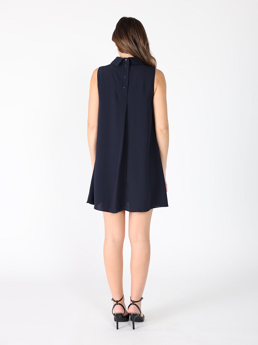 Front button open back sleeveless mini dress-3