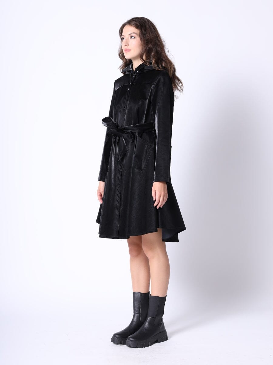 Glossy Rain Coat with Waist Ribbon-2