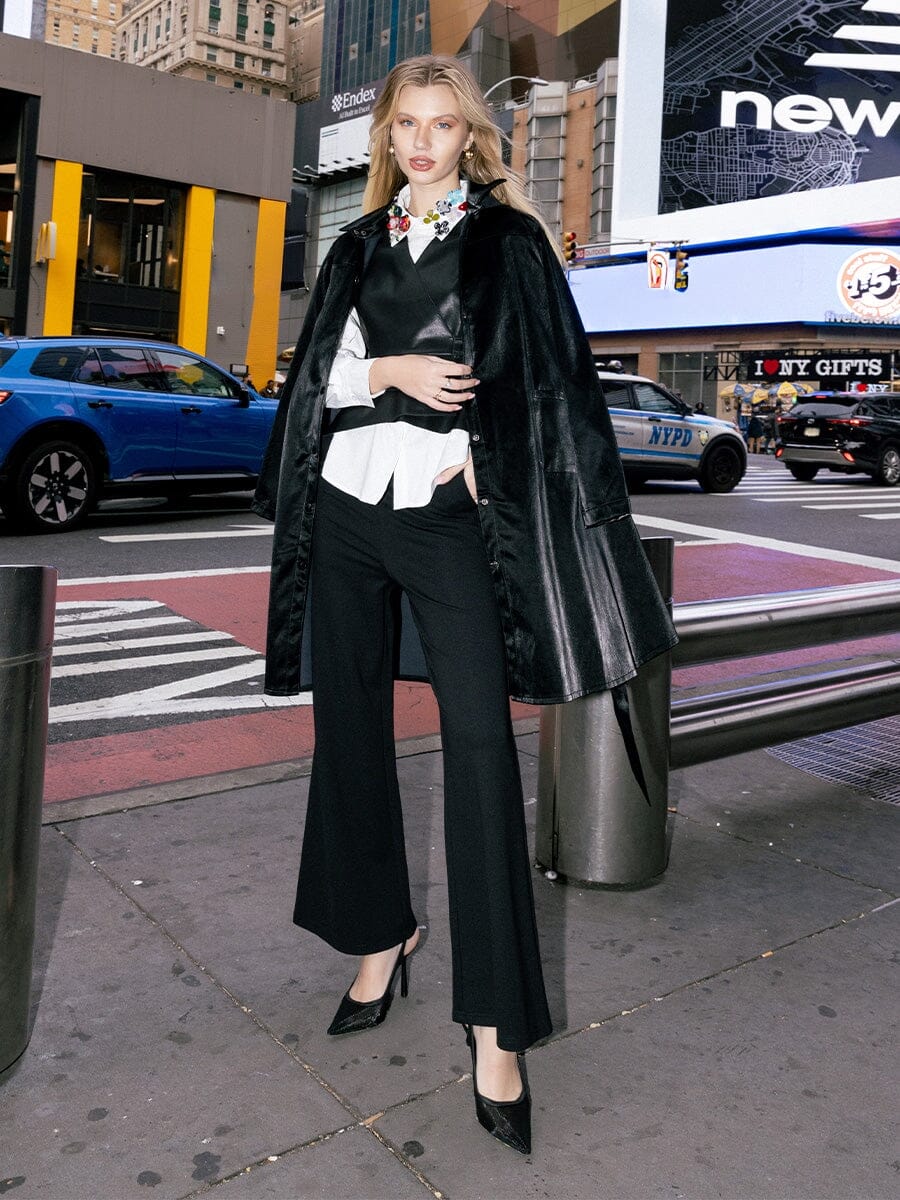Glossy Rain Coat with Waist Ribbon-0