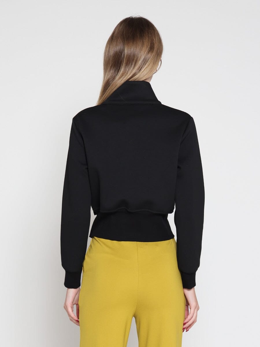 Highneck Scuba Assymetrical Ruffled Zip Jacket-3