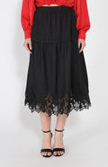 Lace Hem Elastic Waist Skirt-0