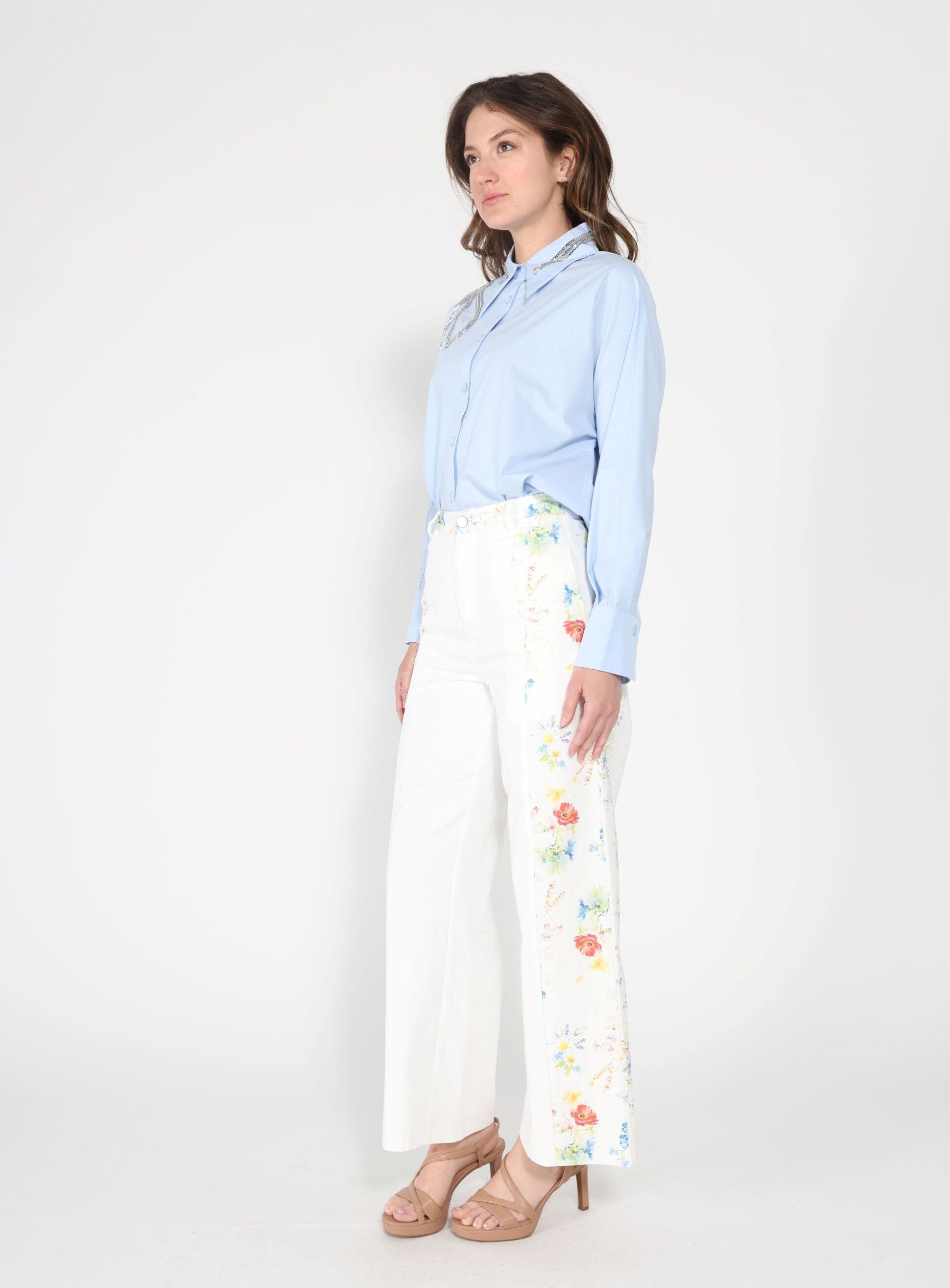 Long Sleeve Shirt Button Down Sequin Embellished-2