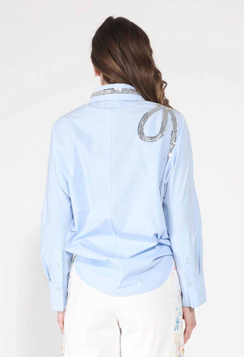 Long Sleeve Shirt Button Down Sequin Embellished-3