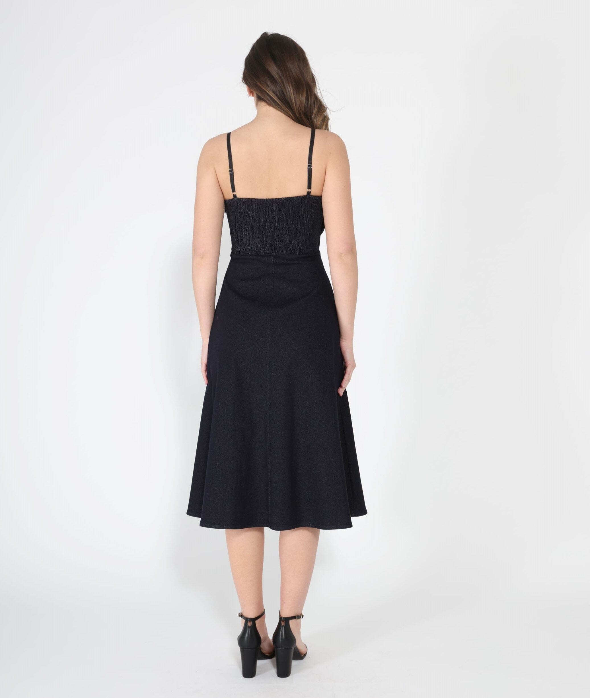 Pleated Detail Strap A-Line Dress