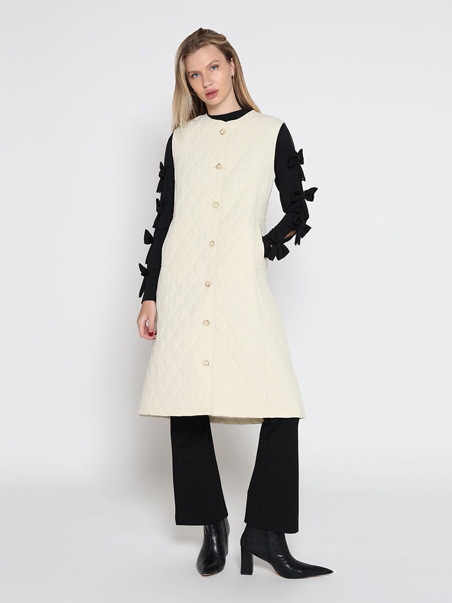 Quilted Sleeveless Long Vest