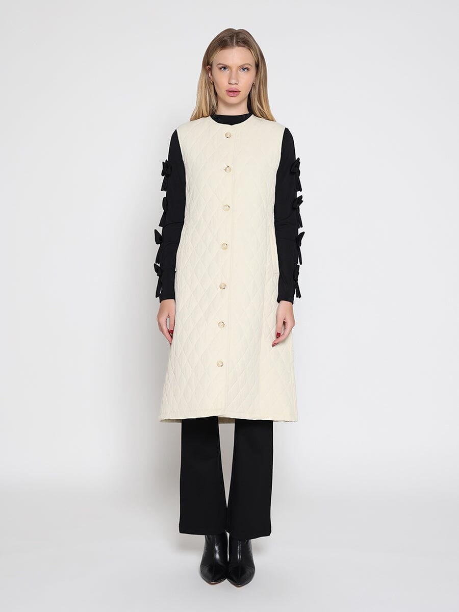 Quilted Sleeveless Long Vest