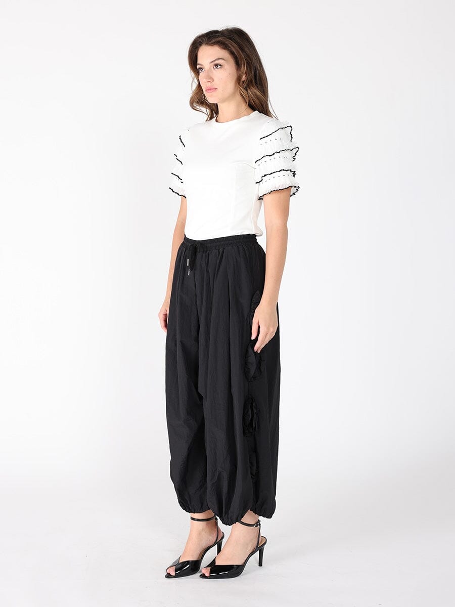 Round Neckline Tiered Short Sleeve Top-2