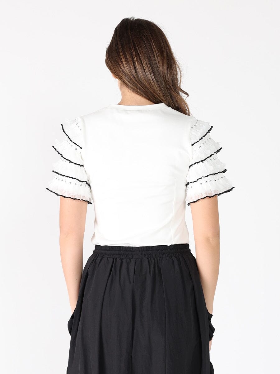 Round Neckline Tiered Short Sleeve Top-3