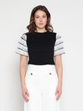 Round Neckline Tiered Short Sleeve Top-4