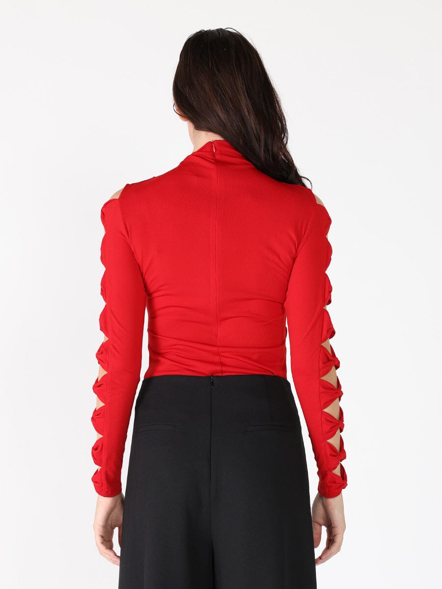 Ruffle long sleeve high neck top