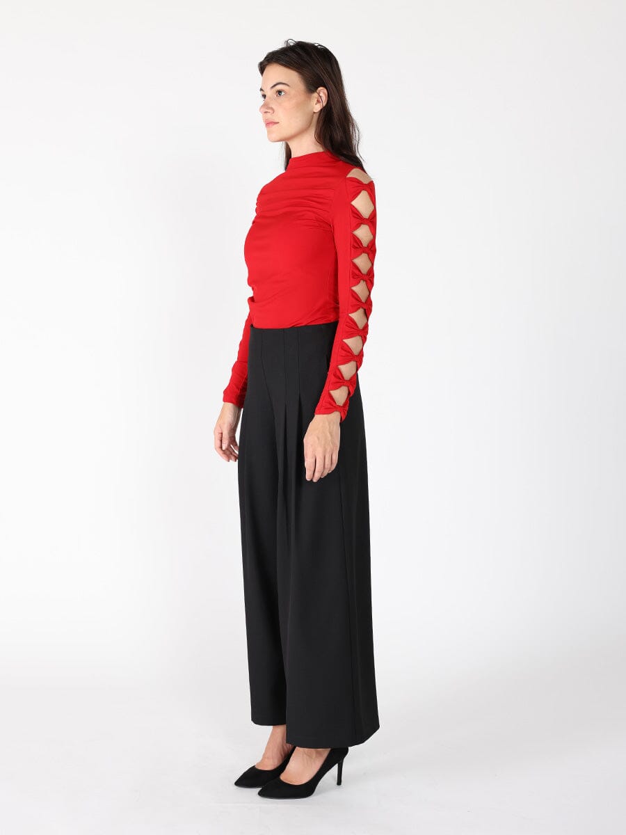 Ruffle long sleeve high neck top